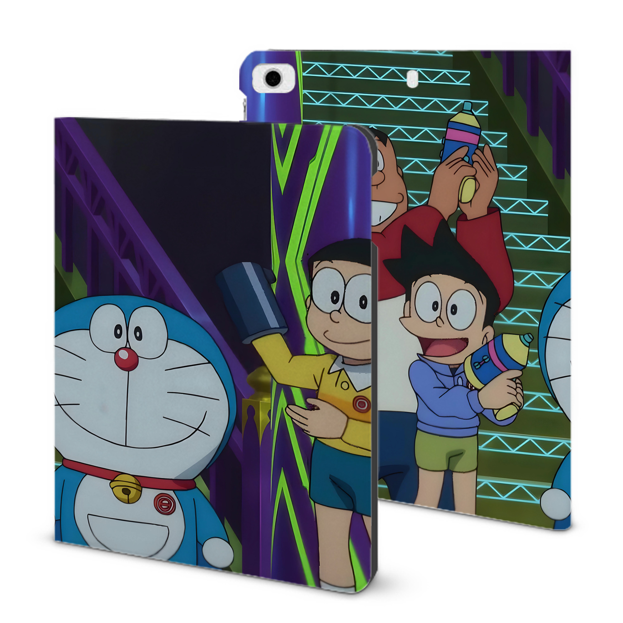 （画像用） ドラえもん Doraemon IPad ケース ブック型 PUレザー TPU 耐衝撃 軽量 薄型 ペン収納なし 全面保護 IPad 各モデル対応
